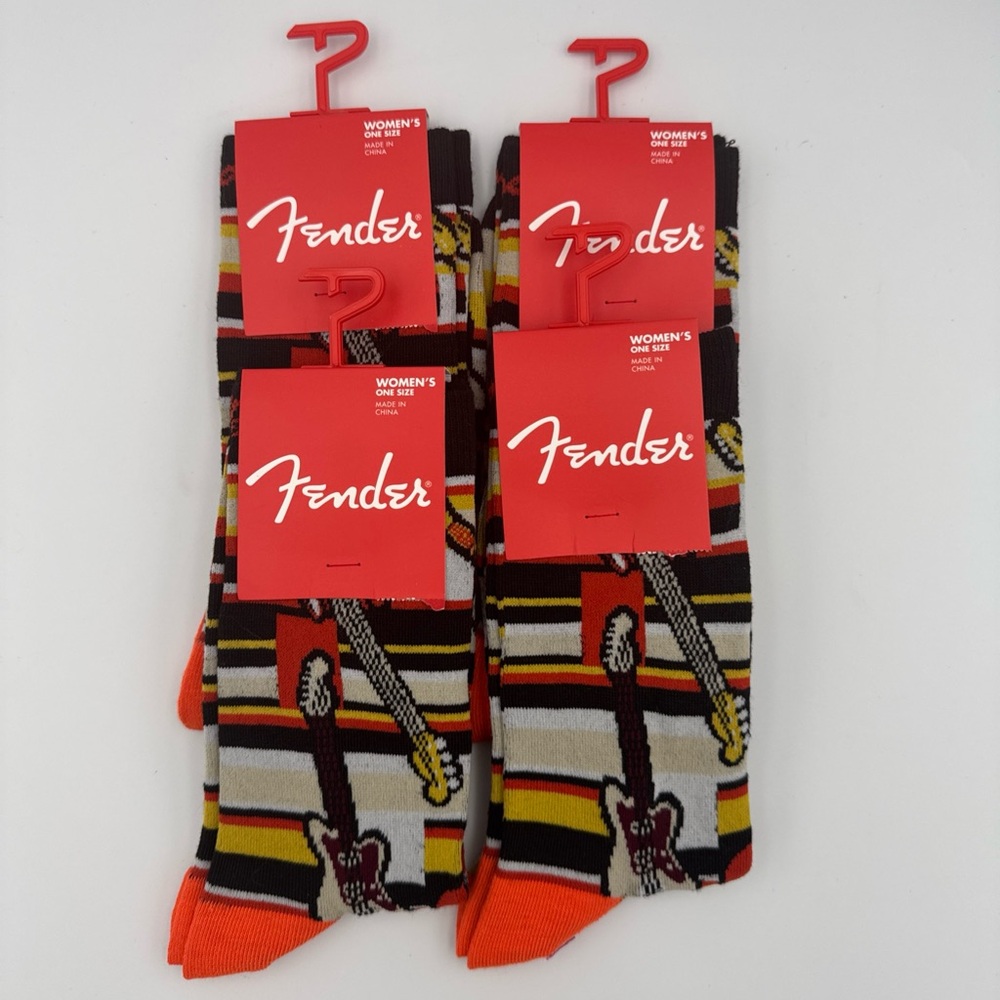 Fender Guitar Crew‎ Socks 4 Pairs Women’s Size 6-9.5 Shoe NEW